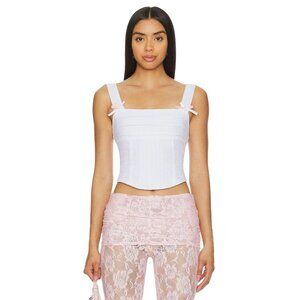 MORE TO COME Helena Top in White Small New Womens Eyelet Sleeveless Tank